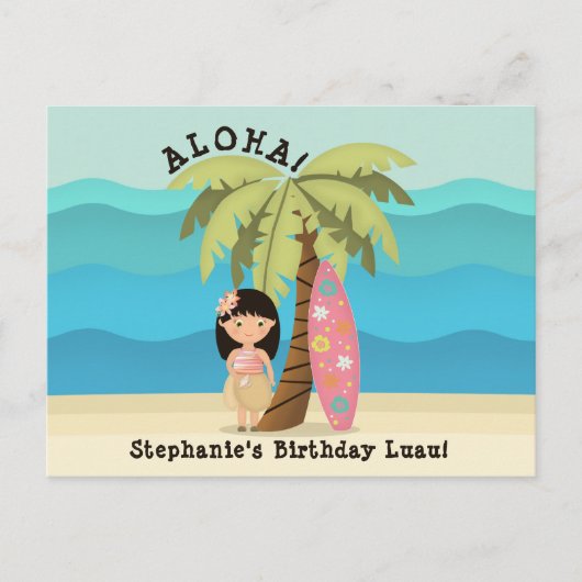 Hawaiaans Surfmeisje Briefkaart (Voorkant)