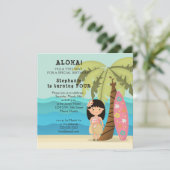 Hawaiaans Surfmeisje Kaart (Staand voorkant)