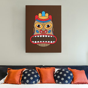 Hawaiaans Tiki-masker Canvas Afdruk