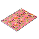 Hawaiaans Tropisch Fruit Patroon Koraal Notebook  Notitieboek (Linkerzijde)