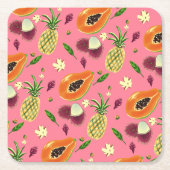 Hawaiaans Tropisch Fruit Patroon Onderzetter Koraa (Voorkant)