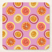 Hawaïaans Tropisch Fruit Patroon Onderzetter Roze (Voorkant)