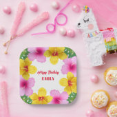 Hawaïaans Tropisch Hibiscus Verjaardagsfeest Papieren Bordje (Feest)