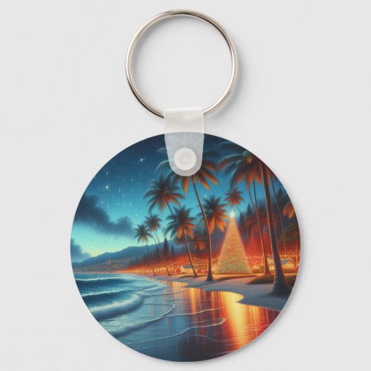 Hawaiaans/Tropisch Kerstfeest Sleutelhanger (Voorkant)