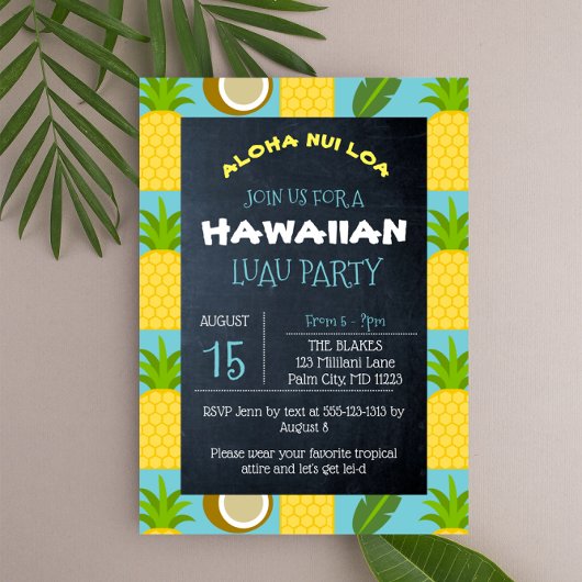 Hawaiaans Tropisch Luau Feest Kaart