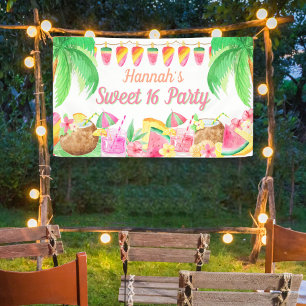 Hawaiaans Tropisch Luau Feest Sweet 16 Spandoek
