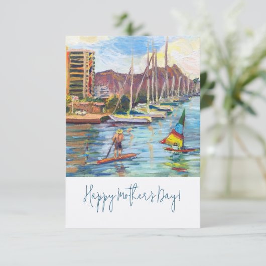 Hawaïaans Uitzicht van Magic Island kaart (Staand voorkant)