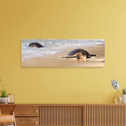 Hawaïaans Zee Schildpad op Strand Canvas Print (Insitu (Woonkamer))