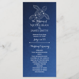 Hawaïaans Zee Turtle White op Blue Beach Programma Programmakaart