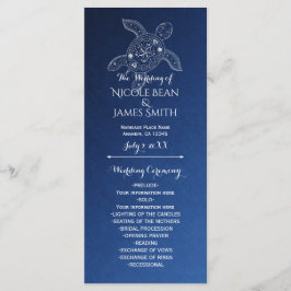 Hawaïaans Zee Turtle White op Blue Beach Programma Programmakaart