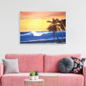 Hawaïaans Zonsondergang Schilderij Verpakt Canvas (Insitu (Woonkamer))