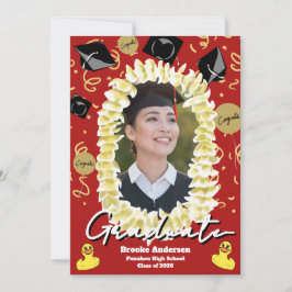 Hawaiaanse afstudeerplumeria-lei-confetti-foto kaart