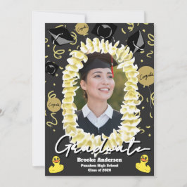 Hawaiaanse afstudeerplumeria lei confetti foto kaart