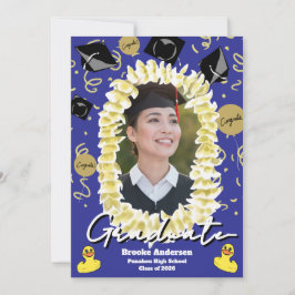 Hawaiaanse afstudeerplumeria-lei-confetti-foto kaart