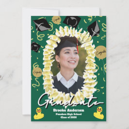 Hawaiaanse afstudeerplumeria-lei-confetti-foto kaart