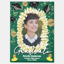 Hawaiaanse afstudeerplumeria lei-confetti-foto magneet