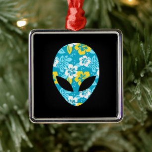 Hawaiaanse Alien Kop - Grappige Alien Metalen Ornament