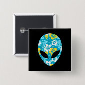 Hawaiaanse Alien Kop - Grappige Alien Vierkante Button 5,1 Cm (Voorkant /achterkant)