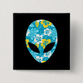 Hawaiaanse Alien Kop - Grappige Alien Vierkante Button 5,1 Cm (Voorkant)