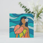Hawaiaanse aloha kunstkaart blanco achterkant (Staand voorkant)