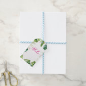 Hawaïaanse Aloha tropische palm laat roze gunst Cadeaulabel (Met Touw)