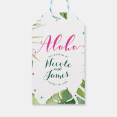 Hawaïaanse Aloha tropische palm laat roze gunst Cadeaulabel (Achterkant)
