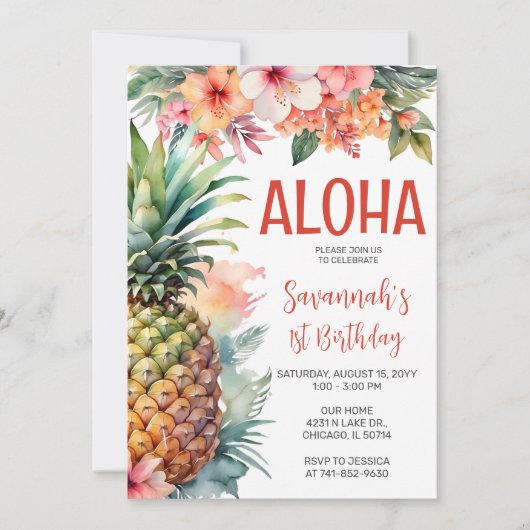 Hawaiaanse Aloha Verjaardagsfeest Kaart (Voorkant)