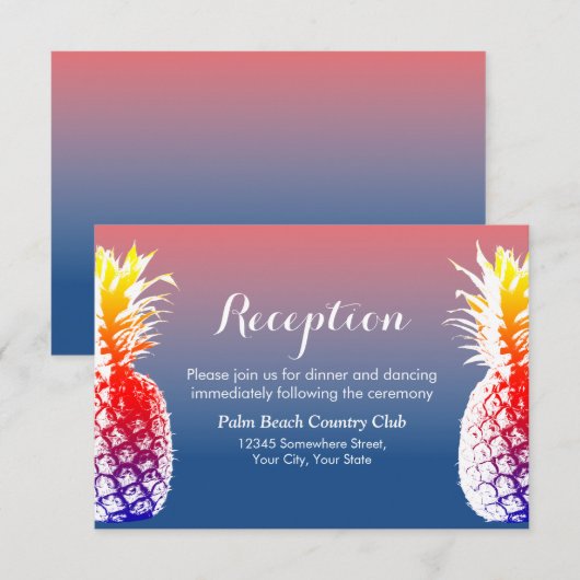 Hawaiaanse Ananas Bruiloftsreceptie Kaart (Voorkant / Achterkant)