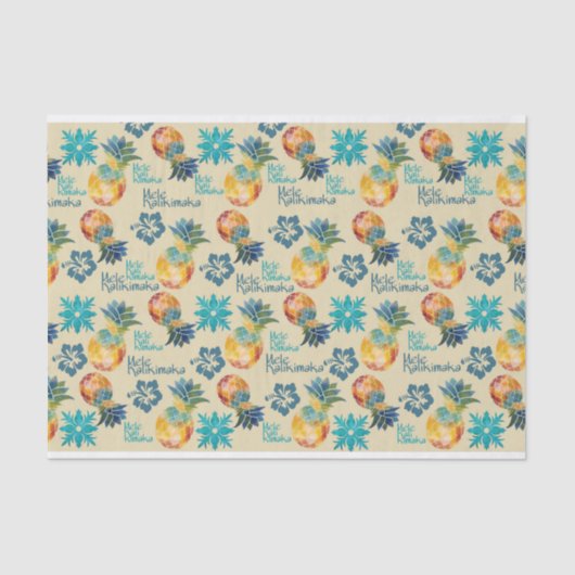 Hawaïaanse ananas en Hibiscus Mele Kalikimaka 3 Tissuepapier (Voorkant)