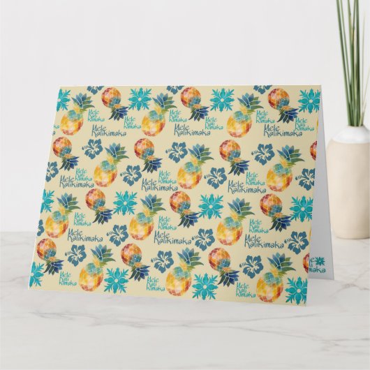 Hawaiaanse Ananas Mele Kalikimaka Wenskaart Kaart (Voorkant)