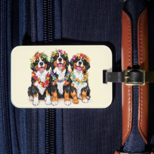 Hawaiaanse Bernese Berghonden Bloemen Lei Bagagelabel
