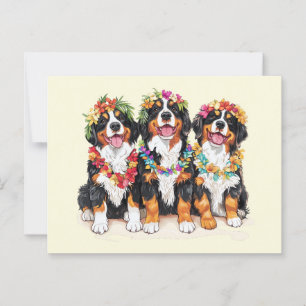 Hawaiaanse Bernese Berghonden Bloemen Lei Briefkaart