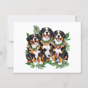 Hawaïaanse Bernese Mountain Dogs Bloemen Lei Briefkaart