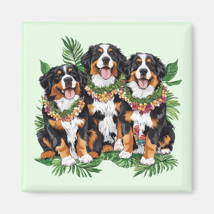 Hawaïaanse Bernese Mountain Dogs Bloemen Lei Magneet