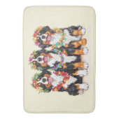 Hawaïaanse Bernese Mountain Dogs Bloemenkrans Badmat (Voorkant Verticaal)
