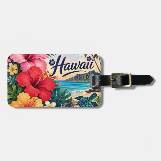 Hawaiaanse Bloemen Bagagelabel (Voorkant horizontaal)