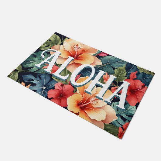 Hawaïaanse Bloemen Deurmat - Aloha Welkom Door Mat (Schuin)