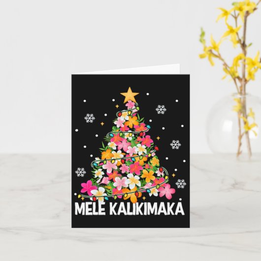 Hawaïaanse Bloemen Kerstboom Mele Kalikimaka Tro Kaart (Gele Bloem)