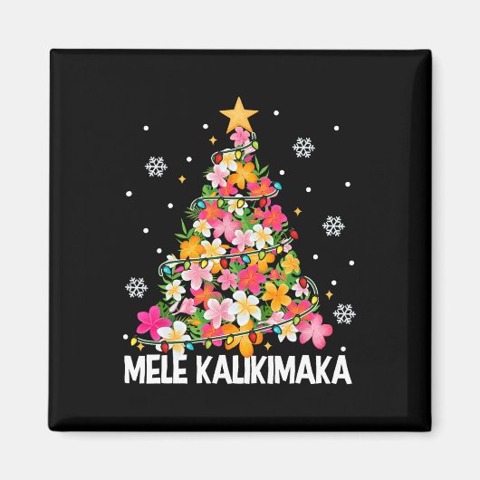 Hawaïaanse Bloemen Kerstboom Mele Kalikimaka Tro Magneet (Voorkant)