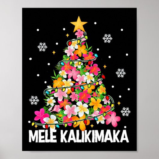Hawaïaanse Bloemen Kerstboom Mele Kalikimaka Tro Poster (Voorkant)