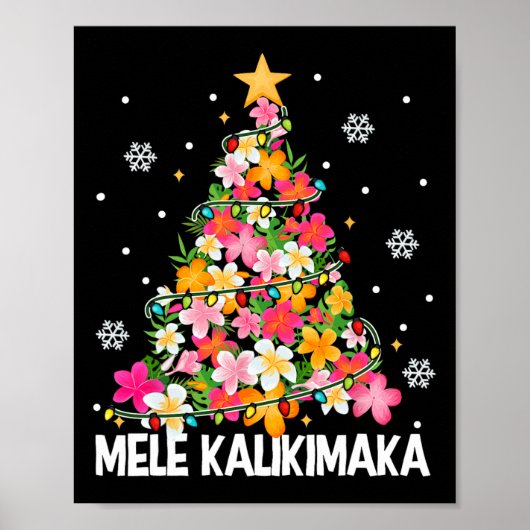 Hawaïaanse Bloemen Kerstboom Mele Kalikimaka Tro Poster (Voorkant)