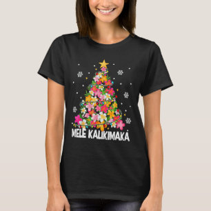 Hawaïaanse Bloemen Kerstboom Mele Kalikimaka Tro T-shirt