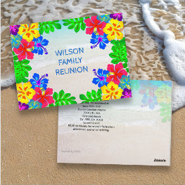 Hawaiaanse Bloemen Rand Familie Reünie Briefkaart