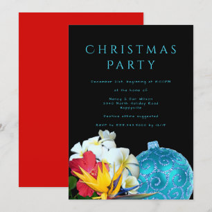 Hawaiaanse Bloemen Strand Kerstfeest Uitnodiging