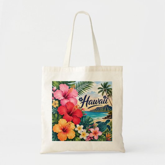 Hawaiaanse Bloemen Tote Bag (Voorkant)