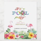 Hawaiaanse Bloemige Vruchten Vogels Zwembad Verjaa Wijn Etiket (Enkel label)