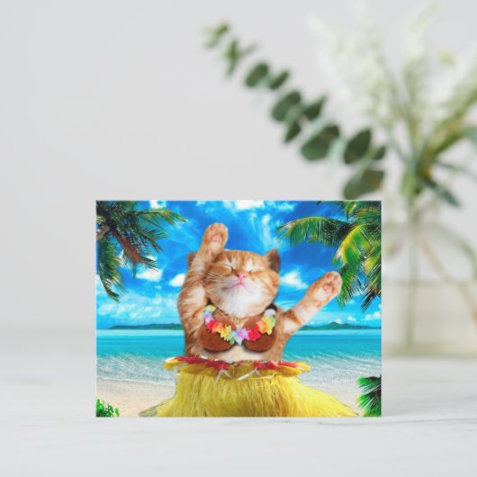 Hawaiaanse danserkat briefkaart (Staand voorkant)