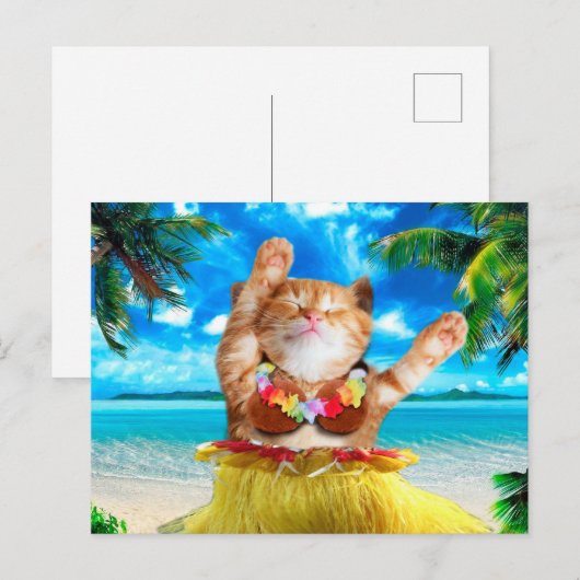 Hawaiaanse danserkat briefkaart (Voorkant / Achterkant)
