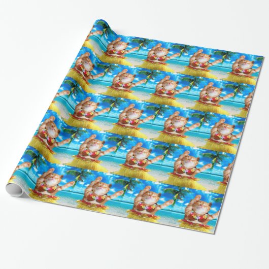 Hawaiaanse danserkat cadeaupapier (Uitgerold)