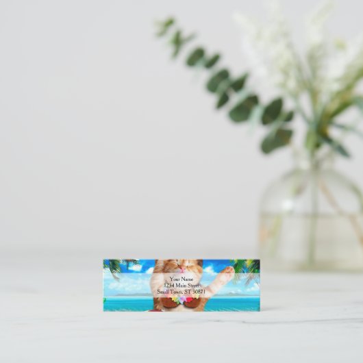 Hawaiaanse danserkat mini visitekaartje (Staand voorkant)